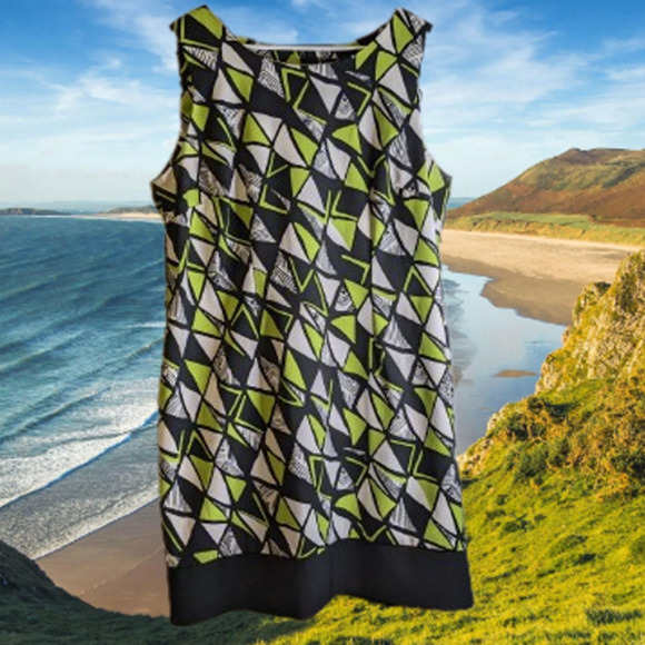 Ronni Nicole 18W sleeveless, blue, green, white shift dress. Work, fall/winter - Picture 1 of 1